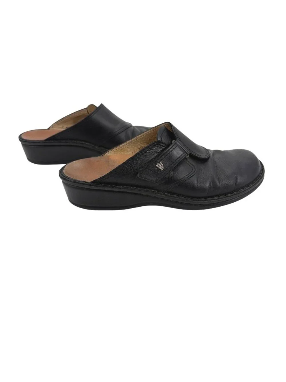 Finn Comfort Womens EU 39 Leather Clogs Black Slip-On Orthopedic Comfort Shoe